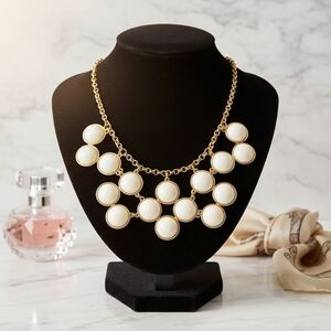 Elegant Silver and White Bib Necklace